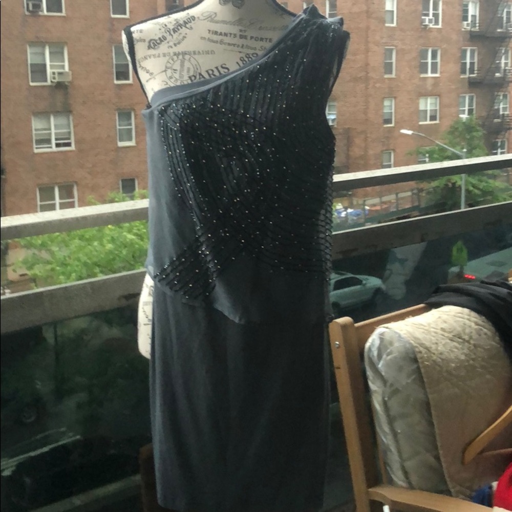 TFNC London Gray Asymmetrical mini dress